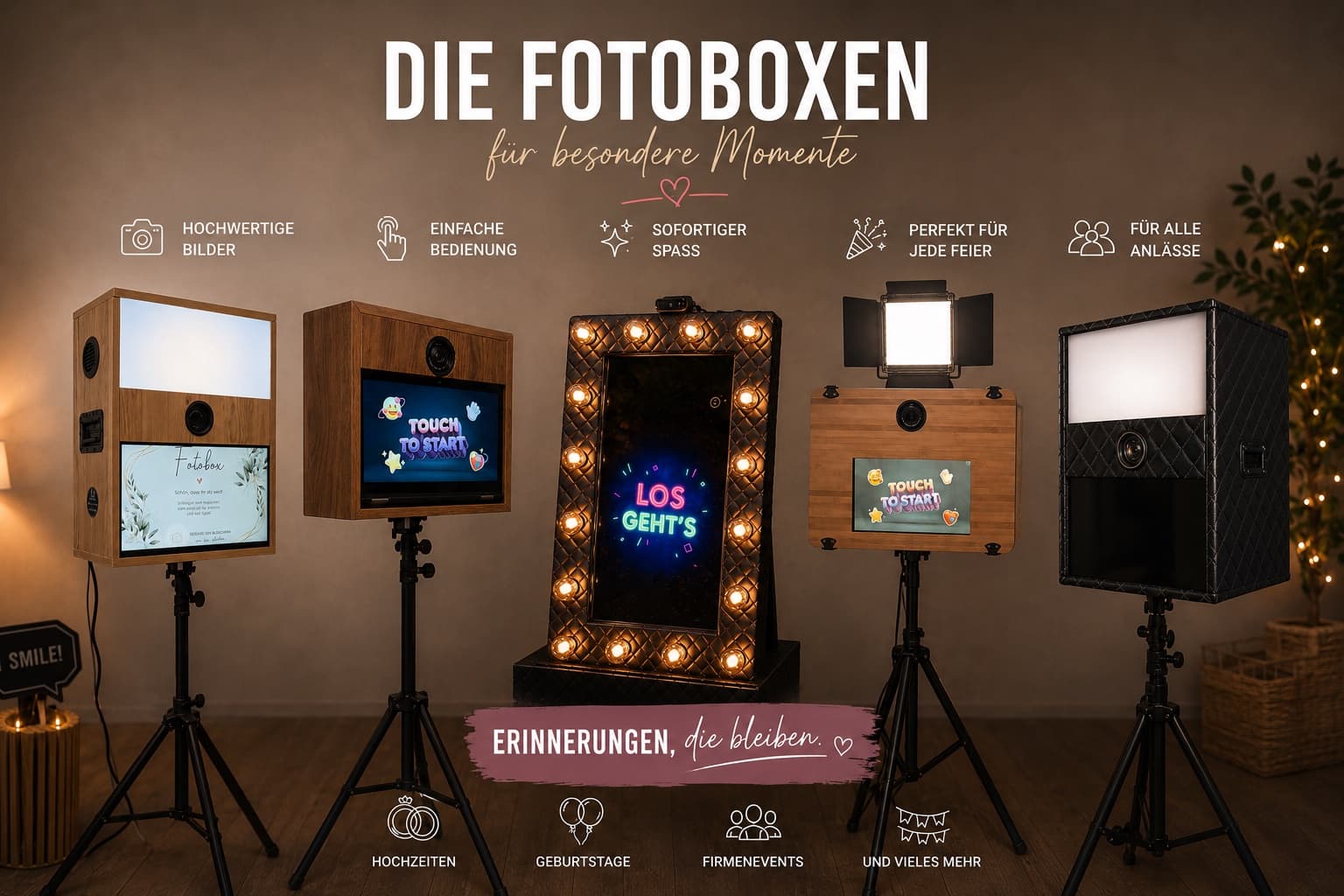 Fotoboxen - Besondere Einnerungen zu Hochzeit, Geburtstag & Event